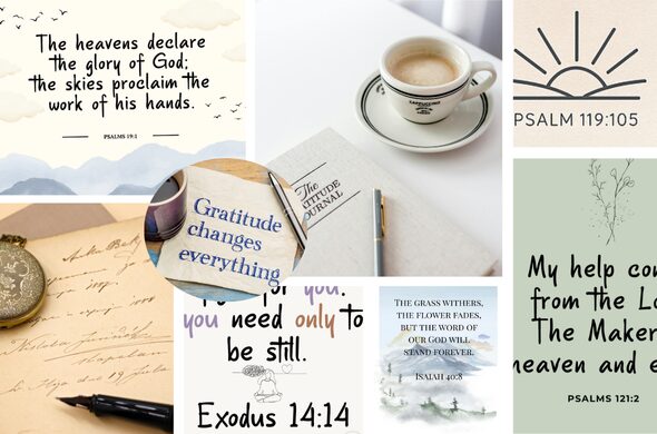 Collage of gratitude and scriptures 